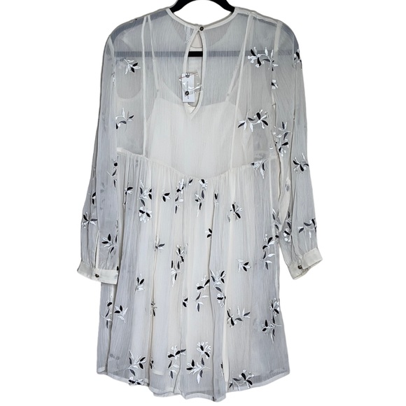 NWT Feather Bone Anthropologie Feuille Embroidered Size 4 Tunic Dress - Picture 2 of 11
